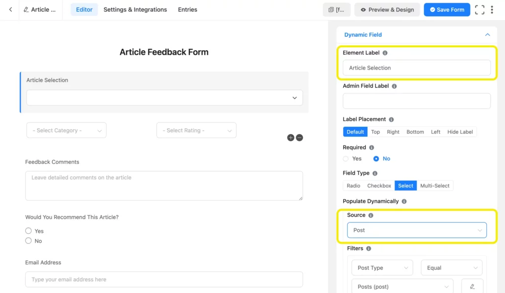 Customizing dynamic field in Fluent Forms